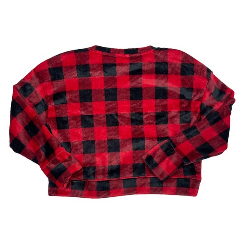 Cozie By Pink Rose Sweater Women’s Size Medium Red Black Plaid Soft Holidays NEW - Picture 2 of 10
