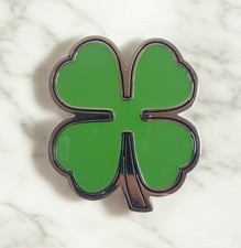 Four Leaf Clover Shamrock Belt Buckle Silver Tone Green Enamel St.Patricks Day