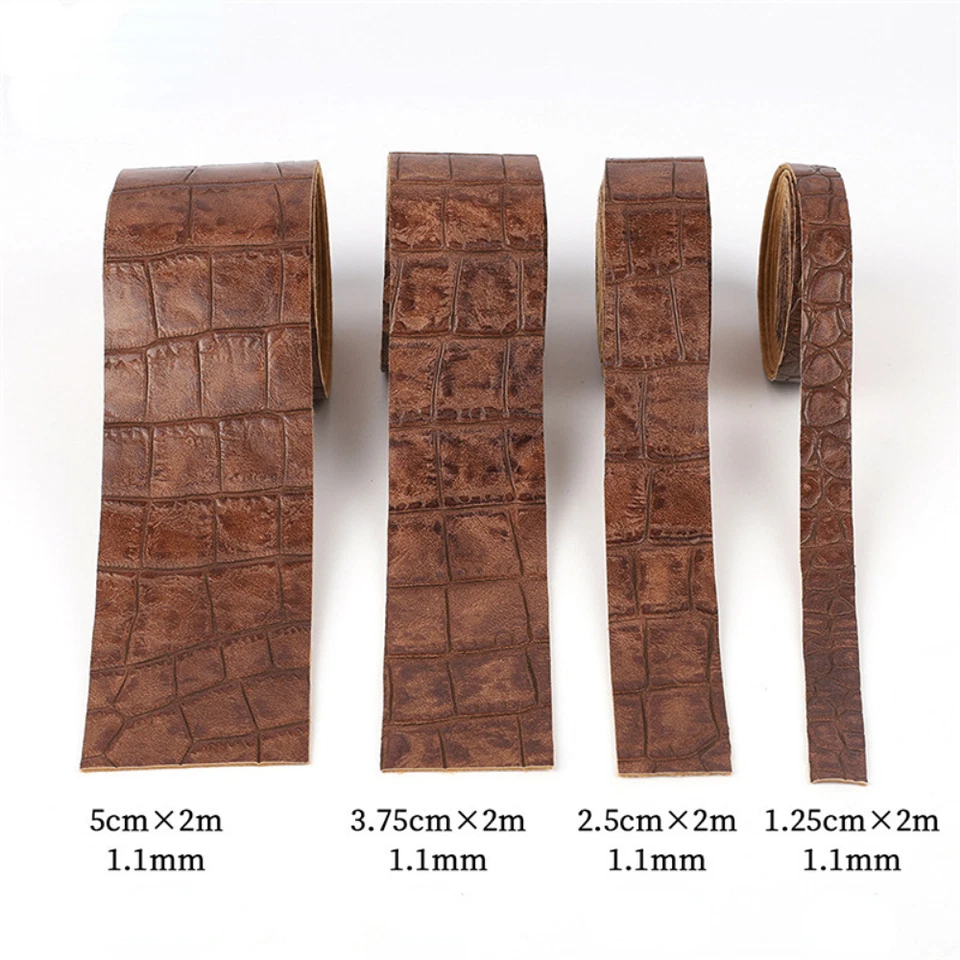 Faux Crozzling Leather Edging Binding Tape Ribbon Trim Retro DIY 2 Meters - Image 3 of 4