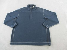 Tommy Bahama Sweater Men 2XL XXL Blue Reversible Quarter Zip Pullover Sweatshirt