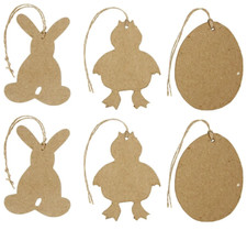 6 x Ostern Hängedeko zum Bemalen oder Dekorieren Pappmaché Hase Küken Ei