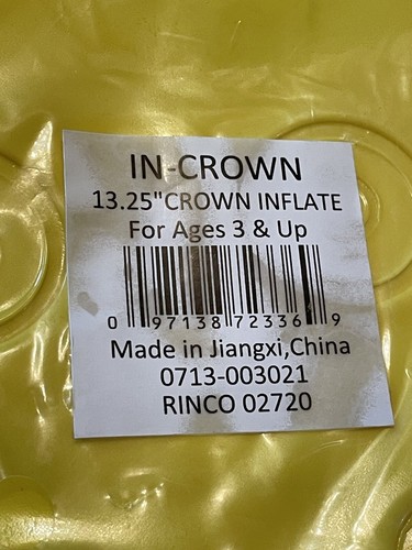 Inflatable Birthday Crown for Party Celebration Etc (1 count, yellow) - Picture 3 of 3
