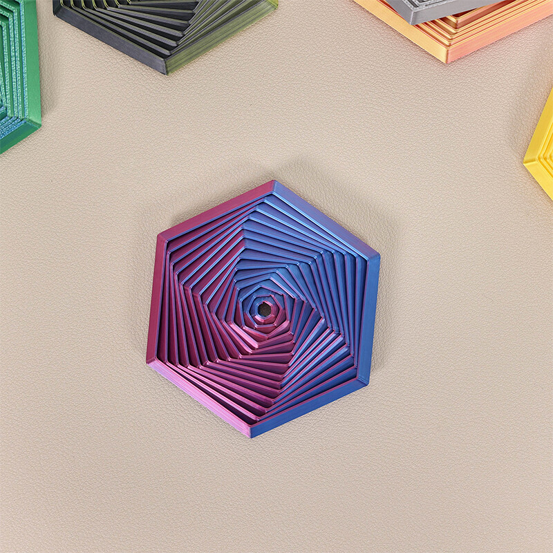 3D Printed Hexagonal Finger Spinner Spiral Cone Toy Vortex Thread ...