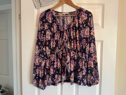 NEXT LADIES NAVY & PINK PATTERNED TOP SIZE 18 BNWOT