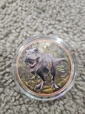 3-D 1 Oz Colored Copper T Rex Round