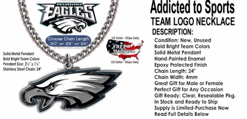 LARGE PHILADELPHIA EAGLES NECKLACE Stainless-Steel Chain NFL Football Dad Son' - Picture 2 of 15