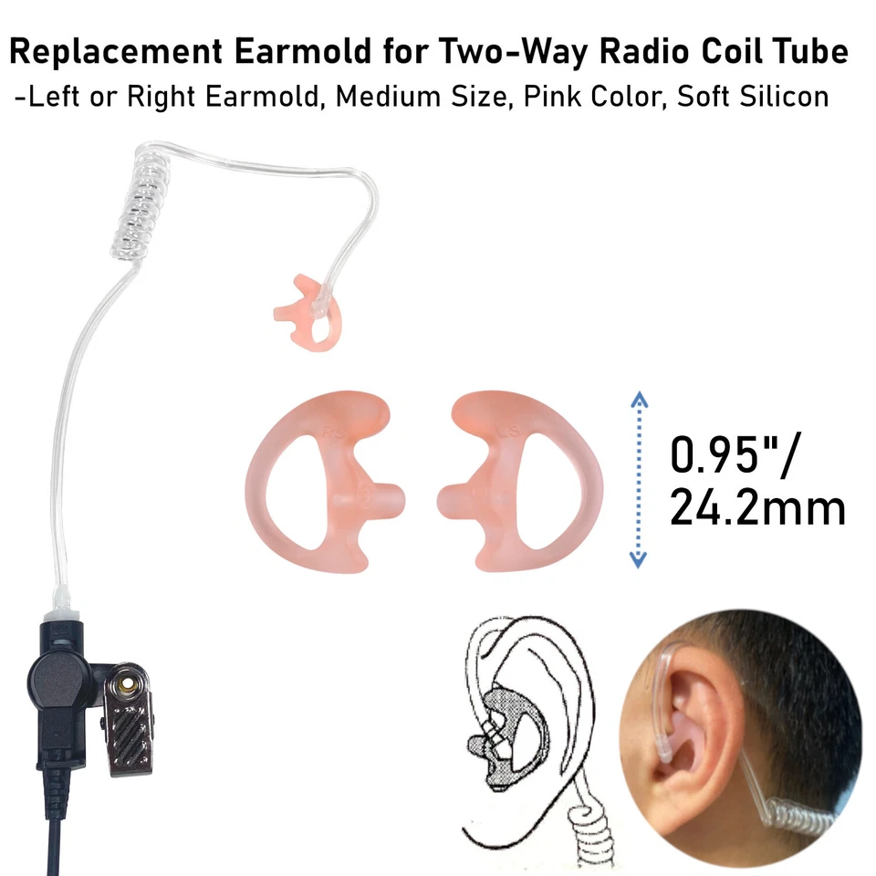 Earmold+Headset Earpiece for HYTERA Radio PD505 PD415 PD465 PD402 RCA RDR2500 - Image 4 of 4
