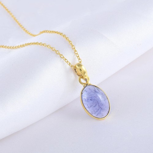 Collier En Or Rempli Avec Tanzanite Et Apatite Bleue - Pierre Naturelle, Neuf Avec étiquettes ROSEMIMOSA