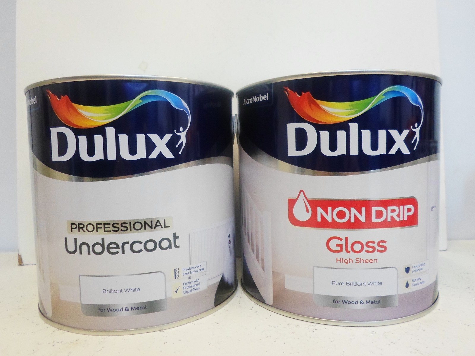 5L - Dulux Professional Undercoat / Non Drip Gloss - Brilliant White - 2 x 2.5L