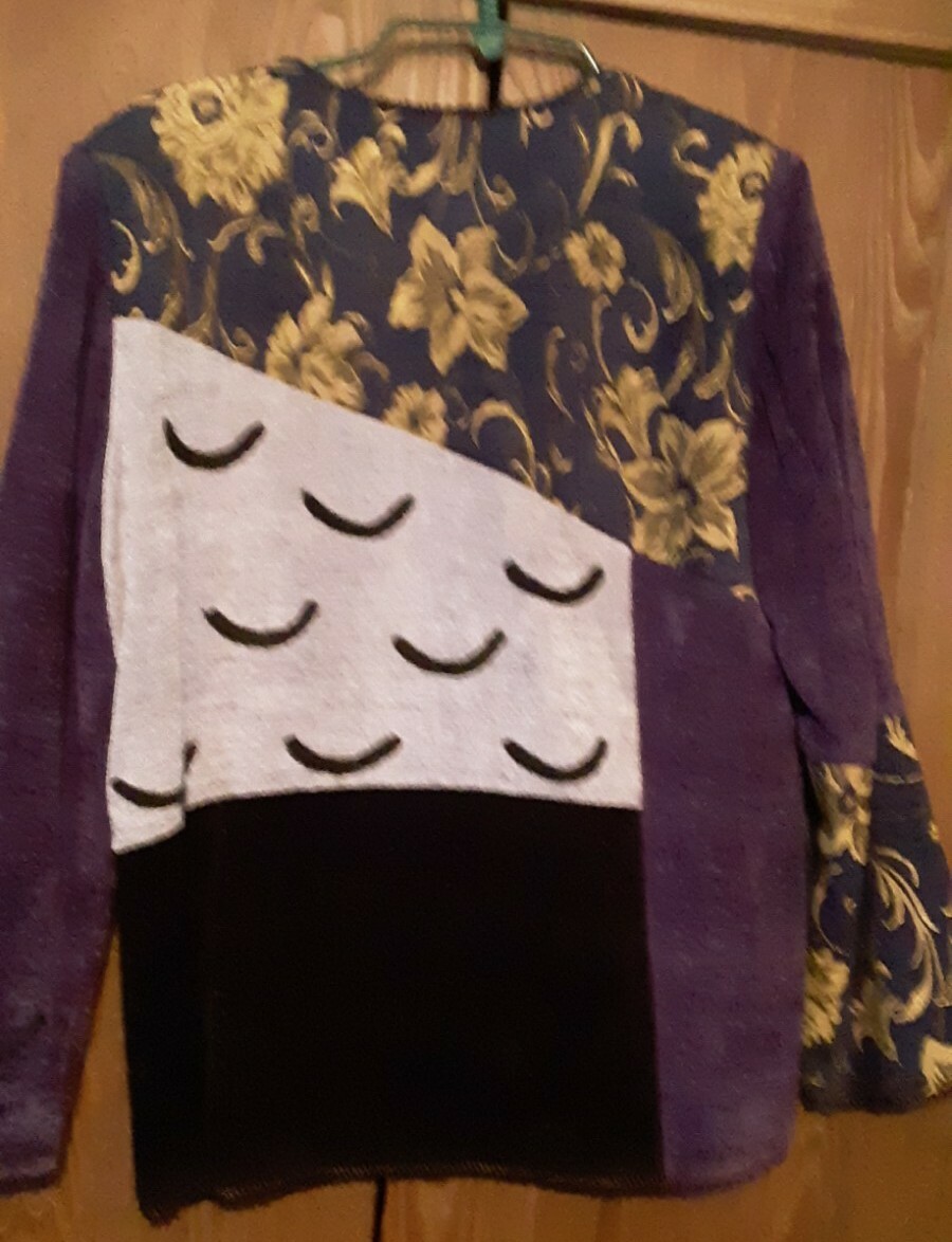 Indigo Moon Patchwork Embroidered  Jacket Gold Bl… - image 4