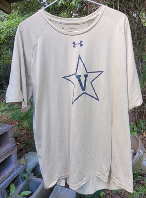 Vanderbilt university commodores adult 2xl under armour tan shirt nice shape 