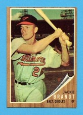 1962 TOPPS GREEN TINT # 165 JACKIE BRANDT BALTIMORE ORIOLES NM FREE SHIPPING