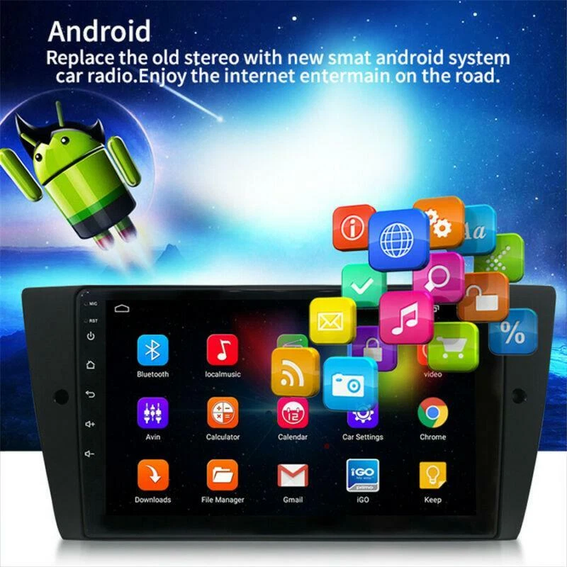 Unidad principal estéreo de navegación GPS radio Android de 9 pulgadas para BMW 325i 328i 330i 335i Foto 2 de 4