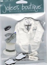 WEDDING Groom White Tuxedo Jacket Top Hat Tie Rings Jolee's Stickers Scrapbook