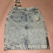 Vintage 1990  s Jordache Basics Denim Skirt, Double Zip, Deadstock NWT, Size 9