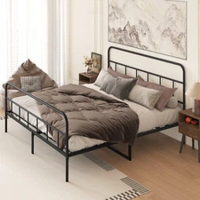 Full/Queen/King Size Metal Platform Bed Frame with Headboard No Box Spring Need