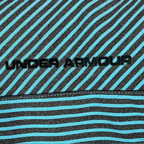 Under Armour Men's Golf Polo XL Blue Striped Short Sleeve HeatGear Loose - Picture 5 of 14