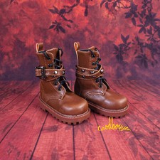 1/4MSD 1/3SD Uncle BJD Doll Shoes PUNK Short Boots Revet Long Belt Brown / Black