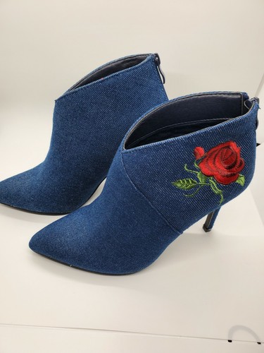 Forever Blue Denim Red Rose Low Ankle 