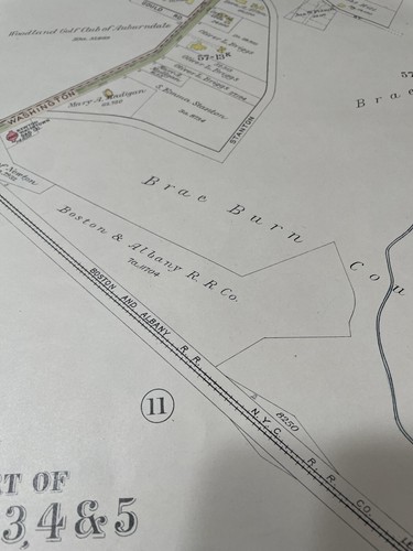 Antique Map City of Newton MA W/ Lot Owners Names Wards 3 4 & 5 Plate 12 - Picture 8 of 12