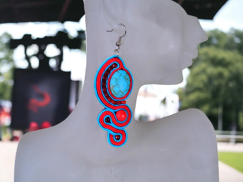 Ohrringe Technik soutache Kunsthandwerk  - Bild 2 von 4