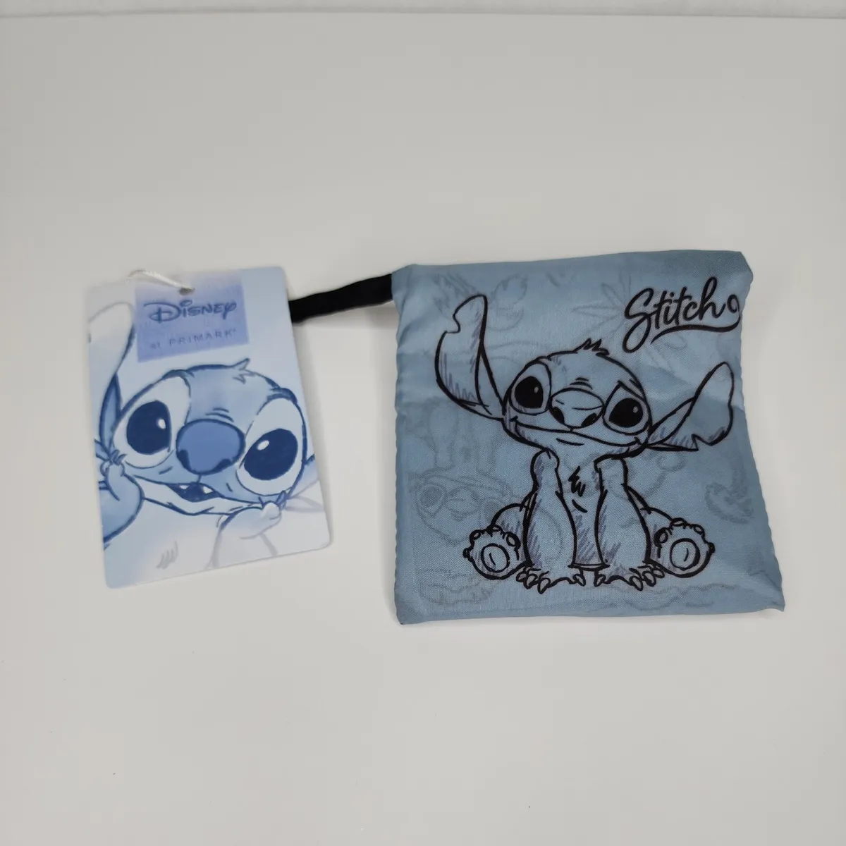 PRIMARK Stitch Tote Bag Folding Blue Foldaway Flower Lilo Disney