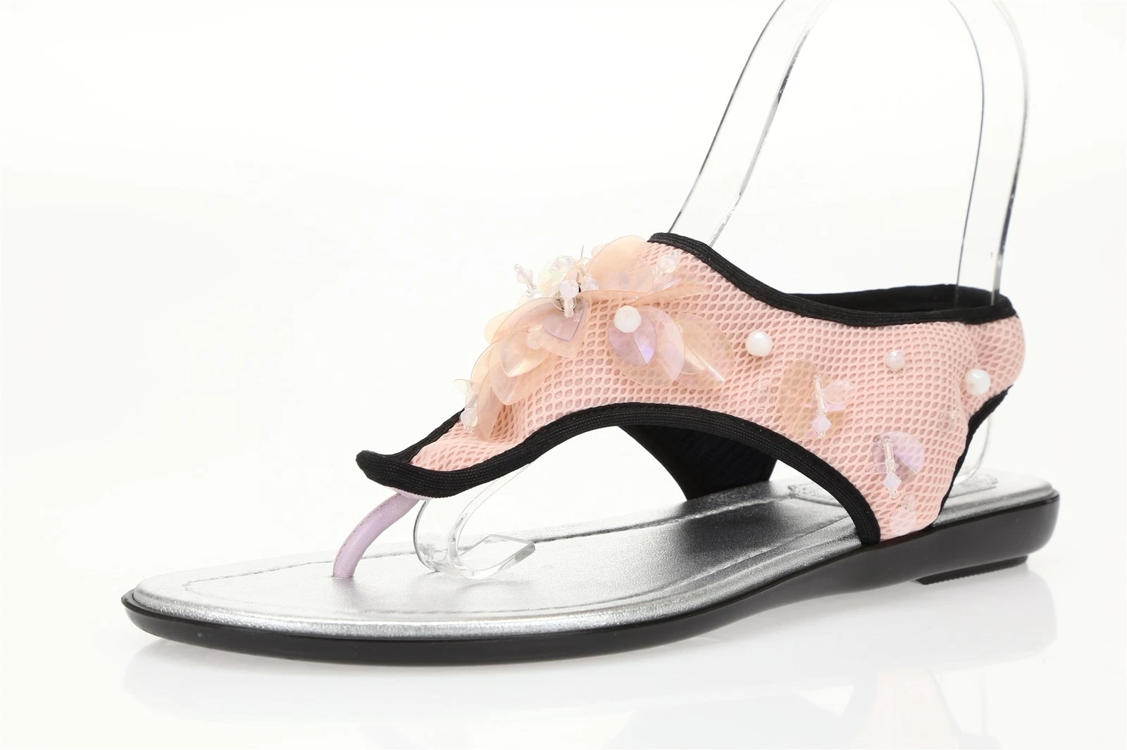 Sandales femme DIOR Fusion 160462 tissu rose string brodé taille 36.5