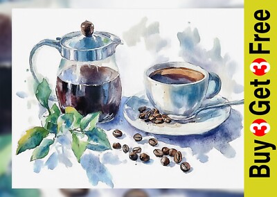 Morning Coffee Moment 5''x7'' Druck auf mattem Papier | Gemütliche Küche Wandkunst
