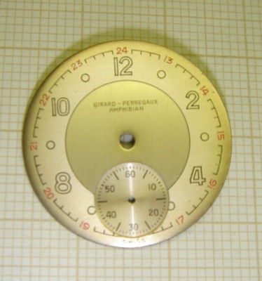 SELTENES ZIFFERBLATT GIRARD-PERREGAUX NEU AUS LAGER UHR AMPHIBIEN NAUTISCH 1940/50