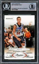 Stephen Curry Autographed 2009-10 Panini Prestige RC Warriors Beckett 15778844