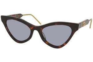 Gucci Web GG0597S 002 Sunglasses Women's Havana/Blue Lenses Fashion Cat Eye  55mm 889652255644 | eBay