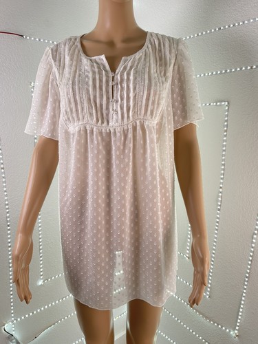 Lane Bryant Plus Size 18/20 Ivory Sheer Top Blouse w/Tunic Short Sleeves BabyDol - Picture 1 of 12