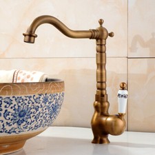 Antique Brass Kitchen Faucet Bathroom Sink Faucet 360 Swivel Basin Mixer Tap