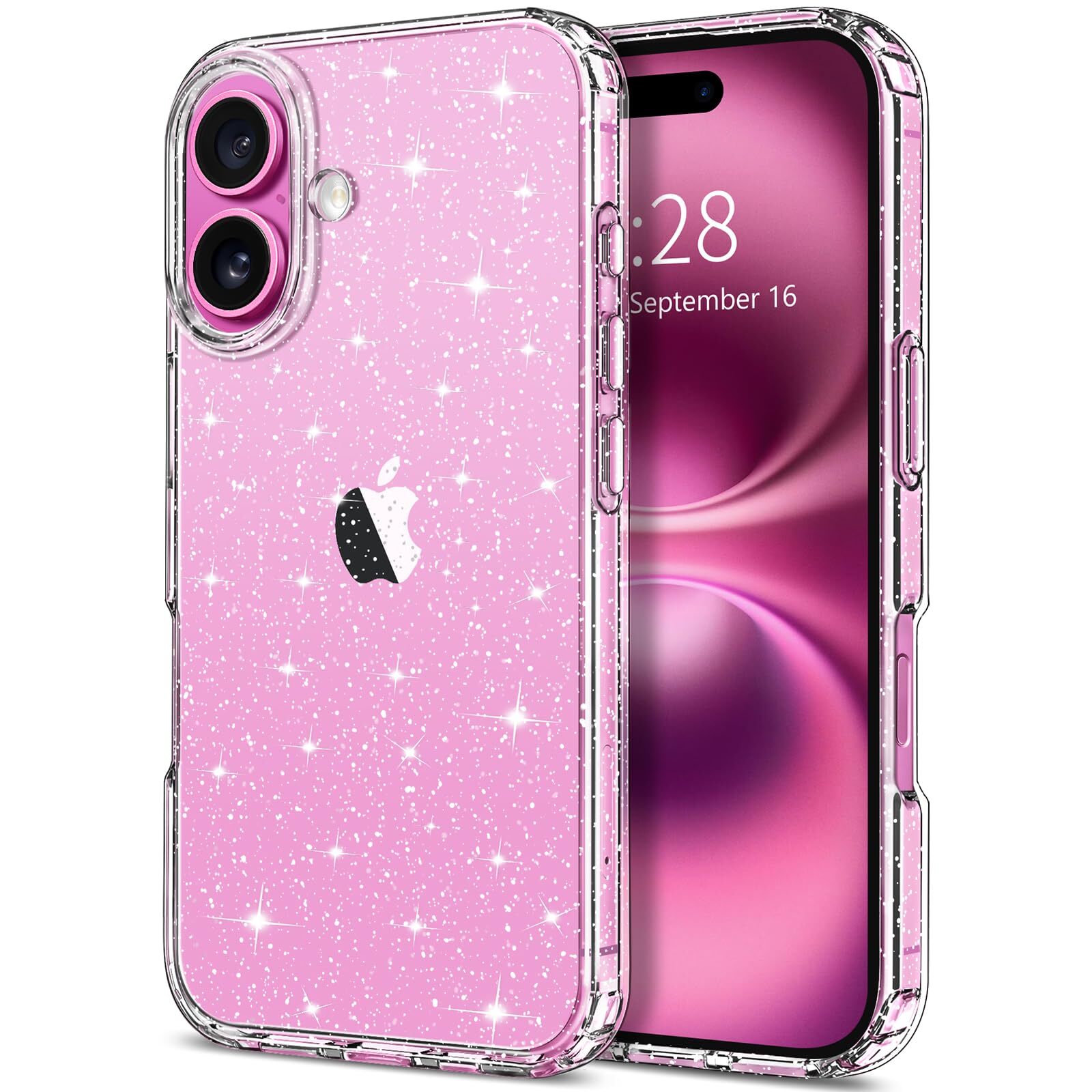 iPhone 16 Case Clear Glitter Anti-Scratch Soft TPU Thin Slim Shockproof Cover-image