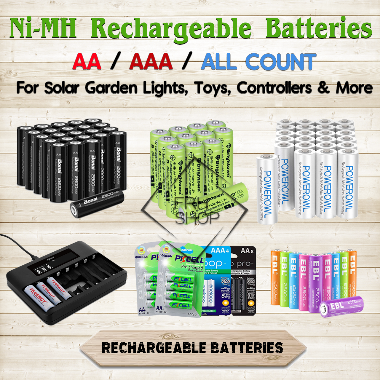 Rechargeable Batteries NiMH AA OR AAA mAh lot Charger Solar Garden Lights / Toys-image
