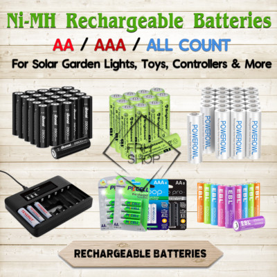 Rechargeable Batteries NiMH AA OR AAA mAh lot Charger Solar Garden Lights / Toys