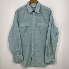 Wrangler Western Shirt Men's Size 2XL Green Blue Wrancher Pearl Snap Cowboy Vtg