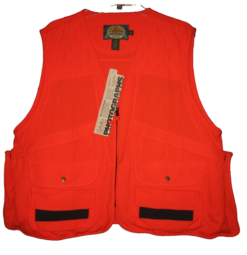 Cabela's 2XL Reg Classic Hunting Vest Neon Orange Zip Front Pockets Acrylic Flaw