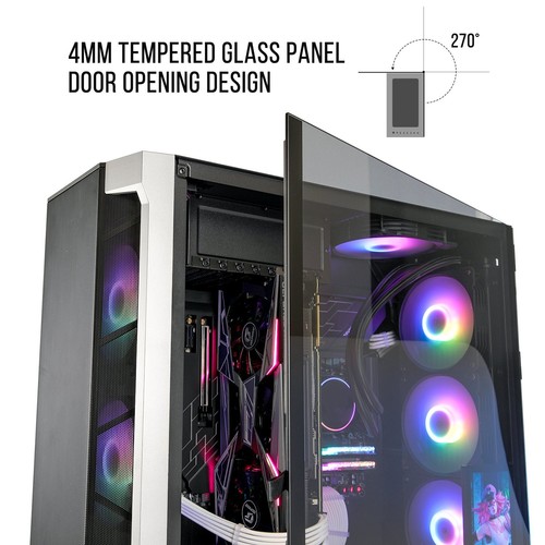 Segotep Phoenix T1 E-ATX Full-Tower PC Gaming Desktop Case Tempered Glass Panel - Picture 6 of 13