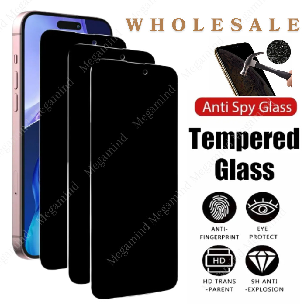 For iPhone 17 16 15 14 13 12 Pro Max Privacy Tempered Glass Screen Protector Lot