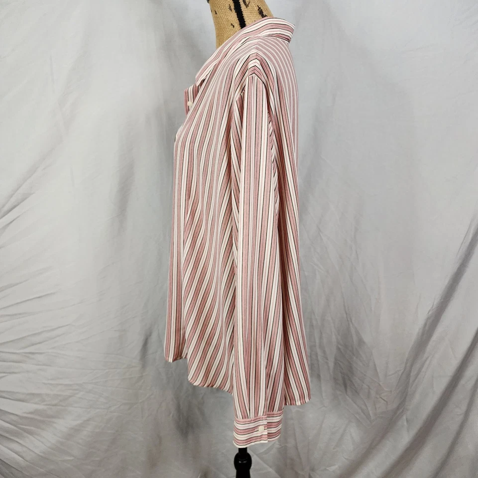 Blusa COVINGTON Talla 20W Roja Rayas Cuello Abotonado Trabajo Oficina Negocios Foto 2 de 4