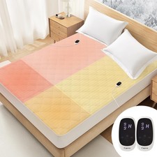 Heated Mattress Pad Quilted Multizone Electric Mattress pad Individual Body a...