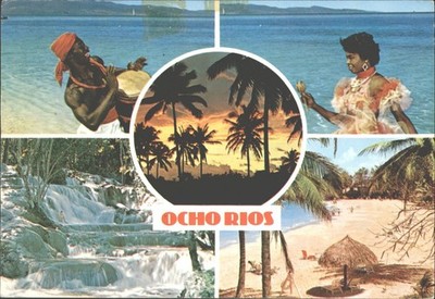 Vintage Ocho Rios Jamaika Mehrfachansicht Postkarte 1983 verschickt Dunn's River Falls