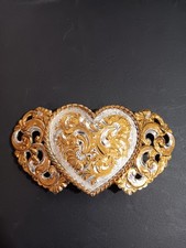 Vintage Crumrine Silver Plate Bronze Ornate Heart Buckle