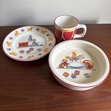 TIFFANY AND CO, 1992 TIFFANY TOYS CHILD'S BOWL AND CHILD'S PLATE - MUG