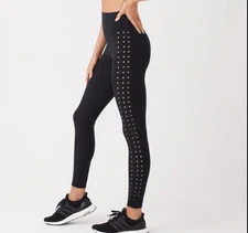 New Gigi C Katrina High Waist Laser Cutout Leggings Black XS