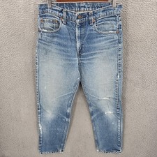 Vintage Levis Jeans Mens 31x30 Fits 29x30 Blue 505 80s Distressed Whiskers