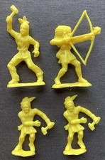 Native American Indians - Lot Of 4 Toy Figures - Yellow - 2 Inches