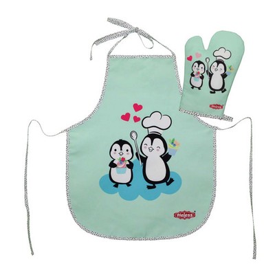 Heless Set aus Kinderschürze und Ofenhandschuh Pinguin