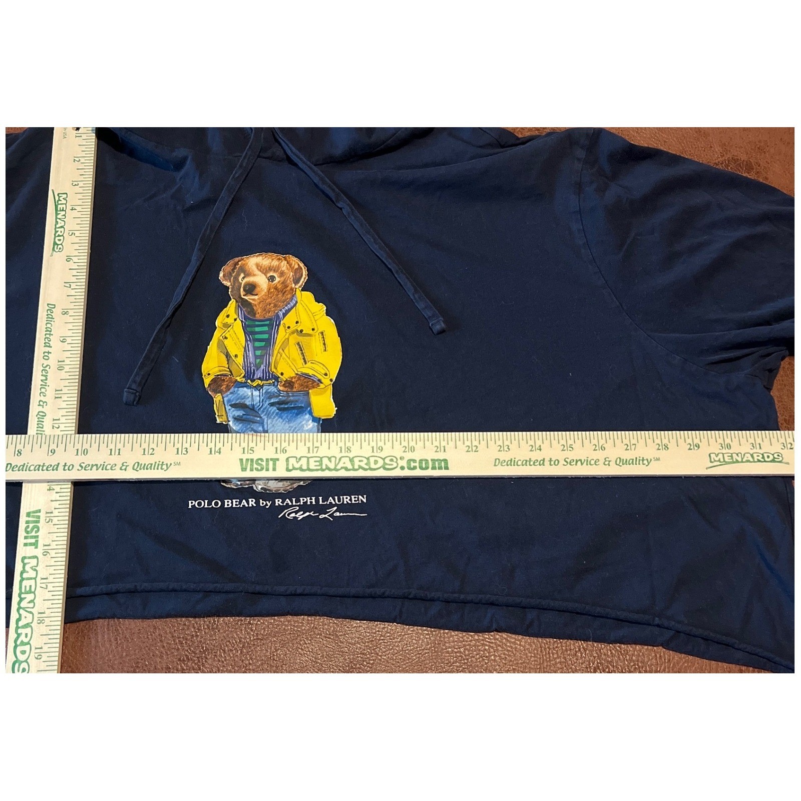 RARE Polo Ralph Lauren Womens Navy Polo Bear Graphic Cropped Hoodie Size 5XB 5TG thumbnail 5